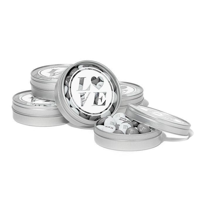 Silver Love Favor Tins