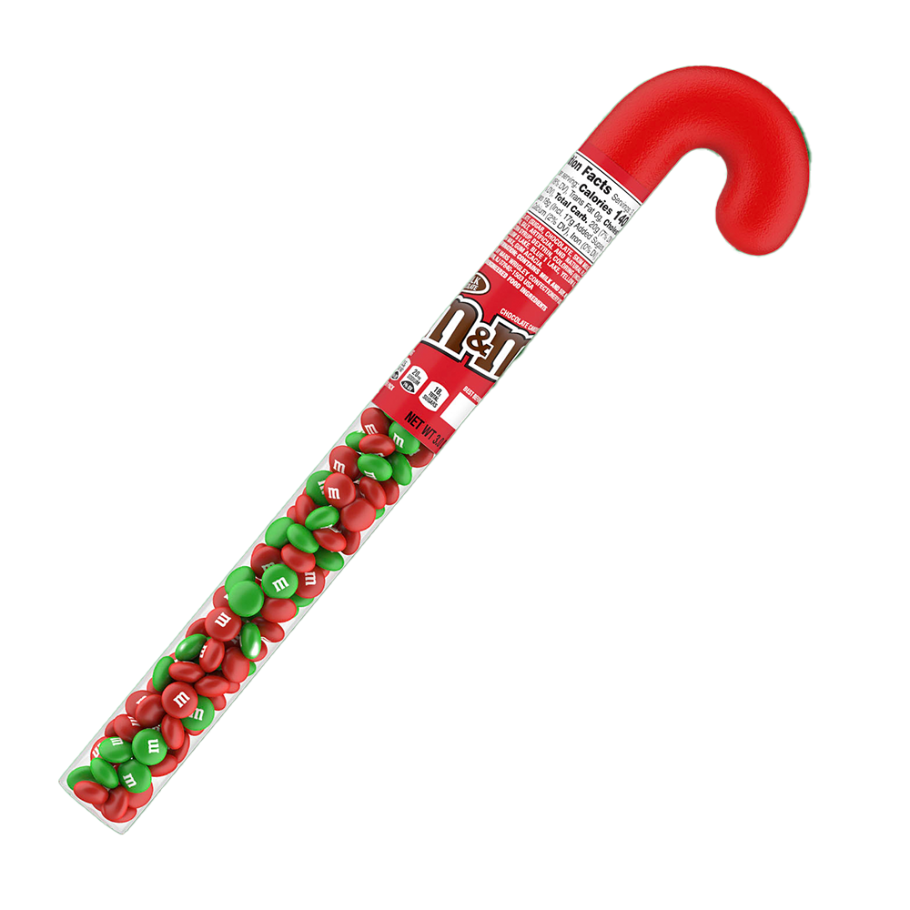 M&M'S Milk Chocolate Red & Green Christmas Candy Cane, 3oz