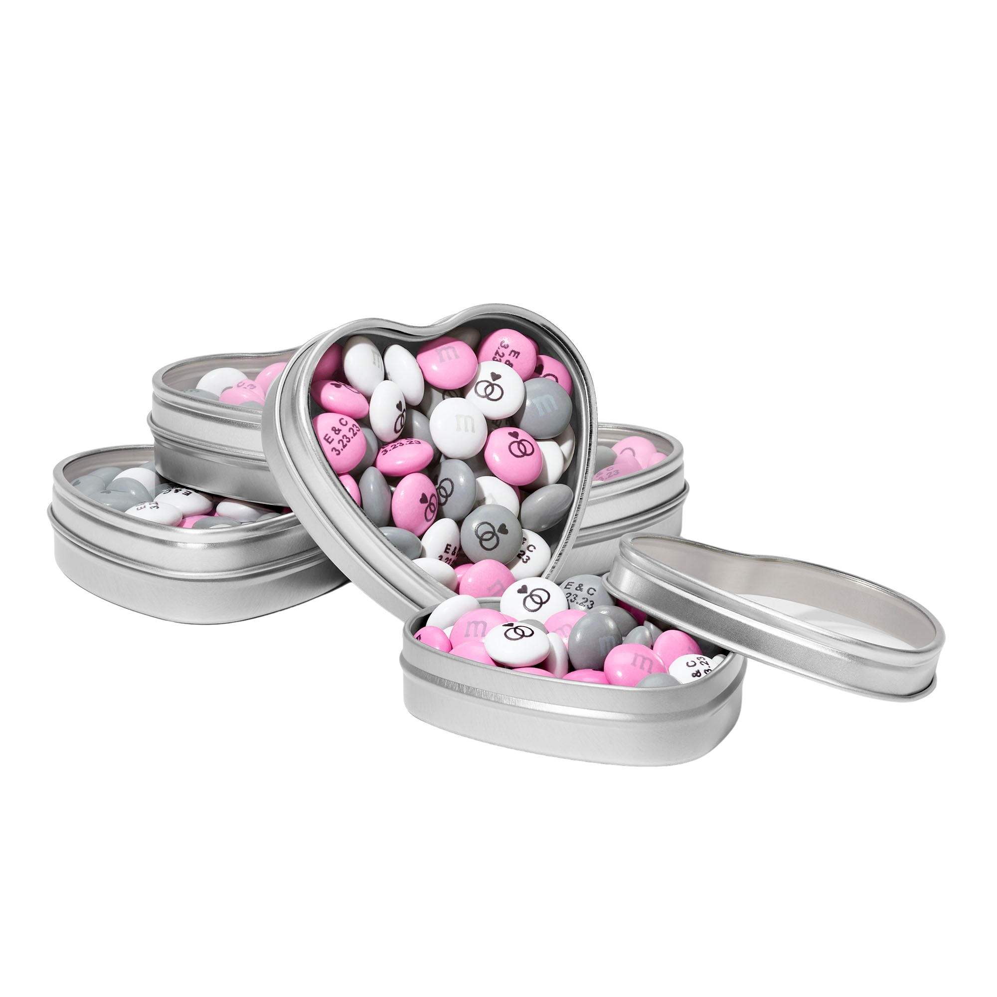 Silver Heart Favor Tins